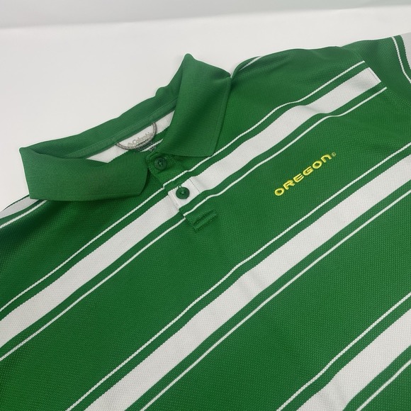 Columbia Other - Oregon Ducks Columbia Omni-Shade Polo Shirt Mens L Green Stripe Golf NCAA
